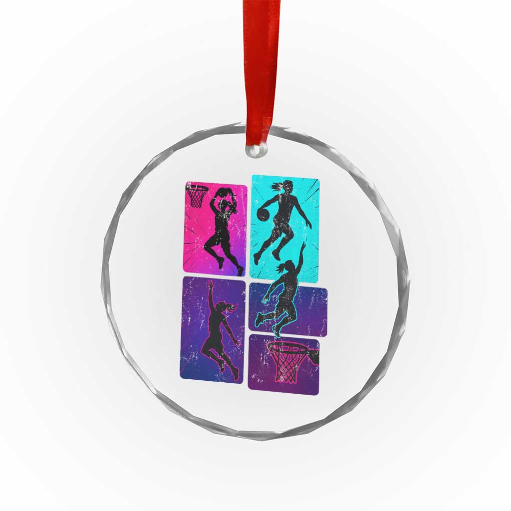 Basketball Girls Crystal Glass Ornament Retro Neon Girl Dunk Hoop Sports TS10 Transparent Glass 3'' Circle Print Your Wear
