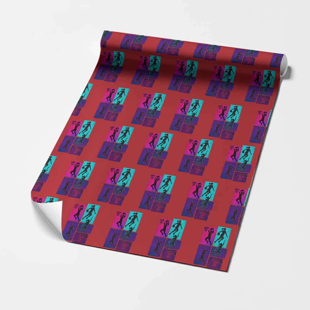 Basketball Girls Wrapping Paper Roll Retro Neon Girl Dunk Hoop Sports TS10 Red Print Your Wear