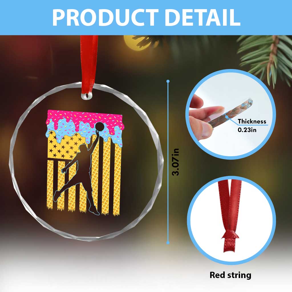 Basketball Ice Cream Drip American Flag Youth Players Crystal Glass Ornament TS11 Print Your Wear