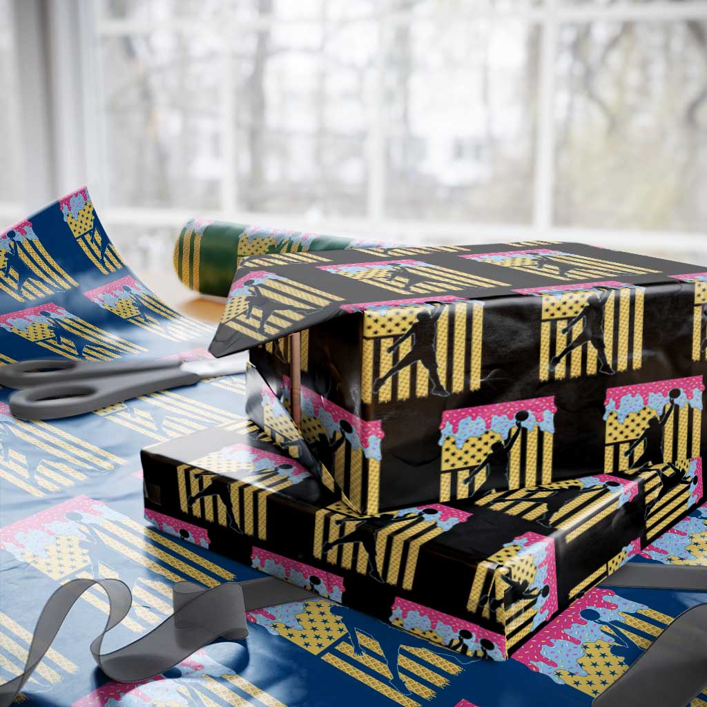 Basketball Ice Cream Drip American Flag Youth Players Wrapping Paper Roll TS11 Black Print Your Wear