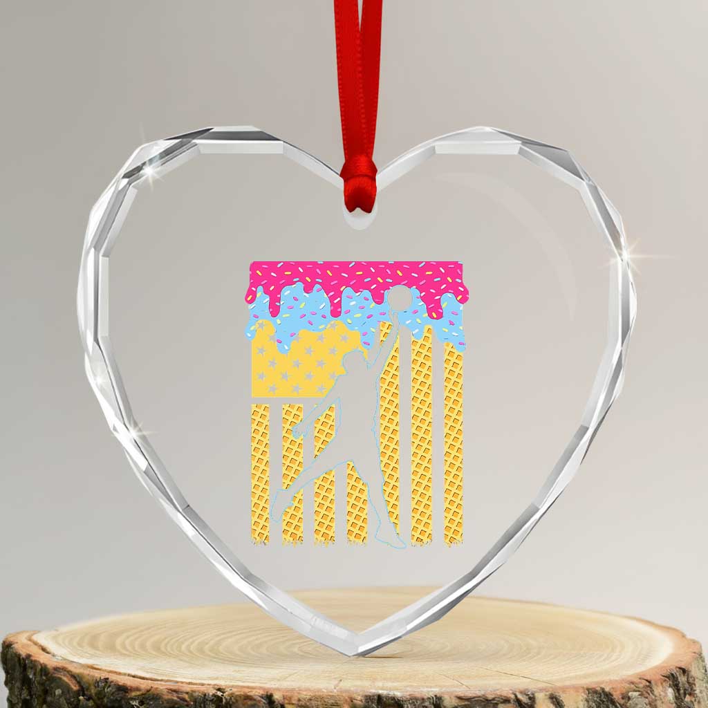 Basketball Ice Cream Drip American Flag Youth Players Heart Crystal Glass Ornament TS11 Transparent Glass 3'' Heart Print Your Wear