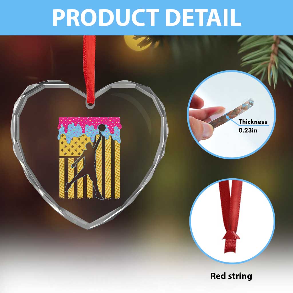 Basketball Ice Cream Drip American Flag Youth Players Heart Crystal Glass Ornament TS11 Print Your Wear