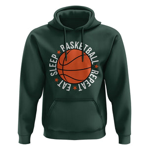 Basketball Lover Hoodie Eat Sleep Basketball Repeat TS11 Dark Forest Green Print Your Wear