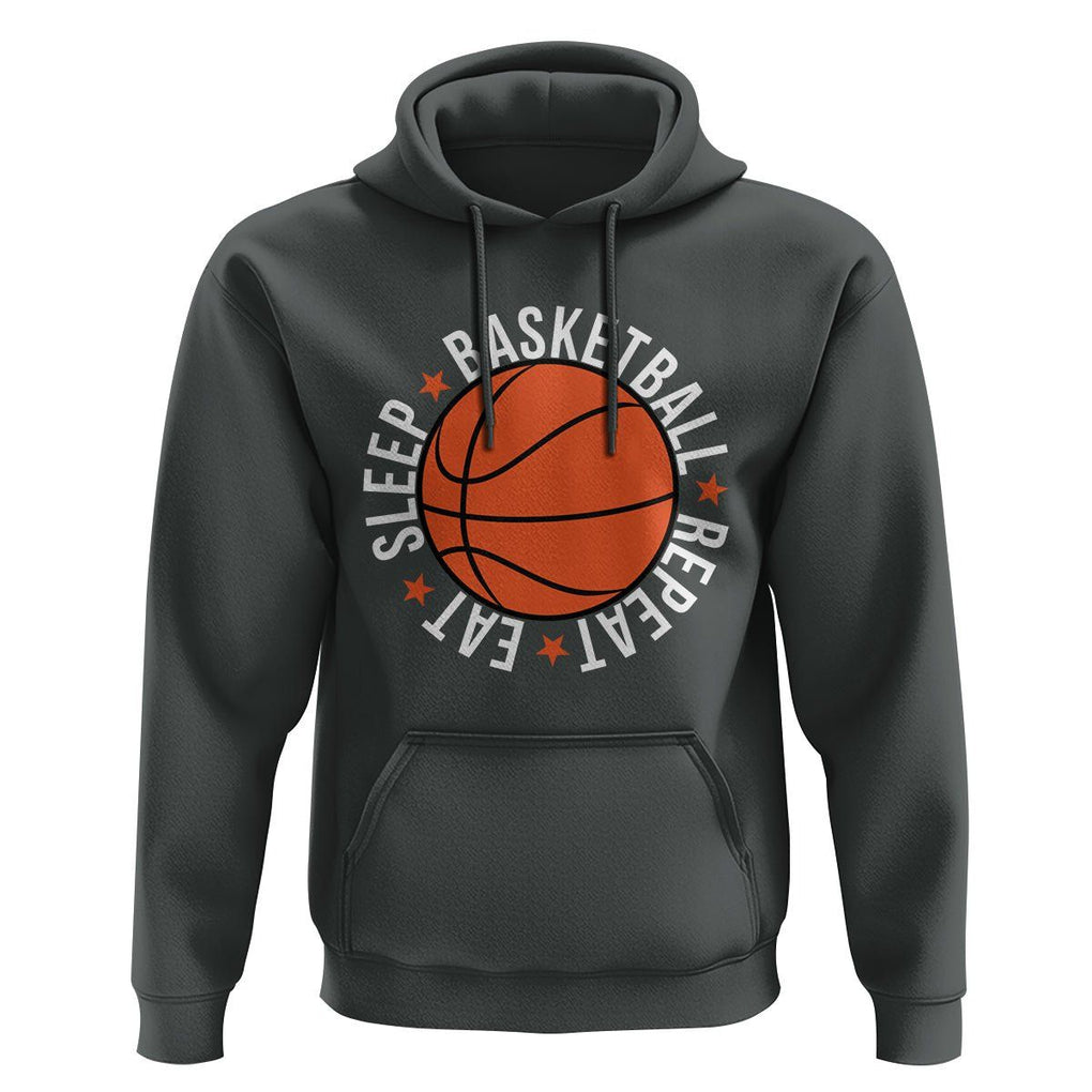 Basketball Lover Hoodie Eat Sleep Basketball Repeat TS11 Dark Heather Print Your Wear
