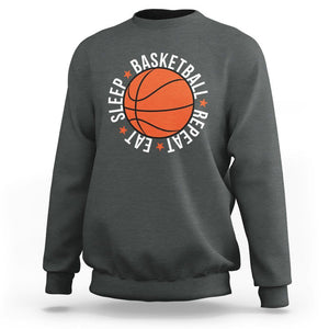 Basketball Lover Sweatshirt Eat Sleep Basketball Repeat TS11 Dark Heather Print Your Wear