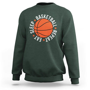 Basketball Lover Sweatshirt Eat Sleep Basketball Repeat TS11 Dark Forest Green Print Your Wear