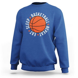 Basketball Lover Sweatshirt Eat Sleep Basketball Repeat TS11 Royal Blue Print Your Wear