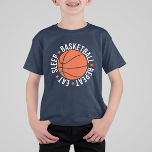 Basketball Lover T Shirt For Kid Eat Sleep Basketball Repeat TS11 Navy Print Your Wear