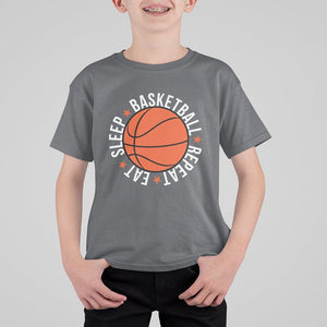 Basketball Lover T Shirt For Kid Eat Sleep Basketball Repeat TS11 Charcoal Print Your Wear