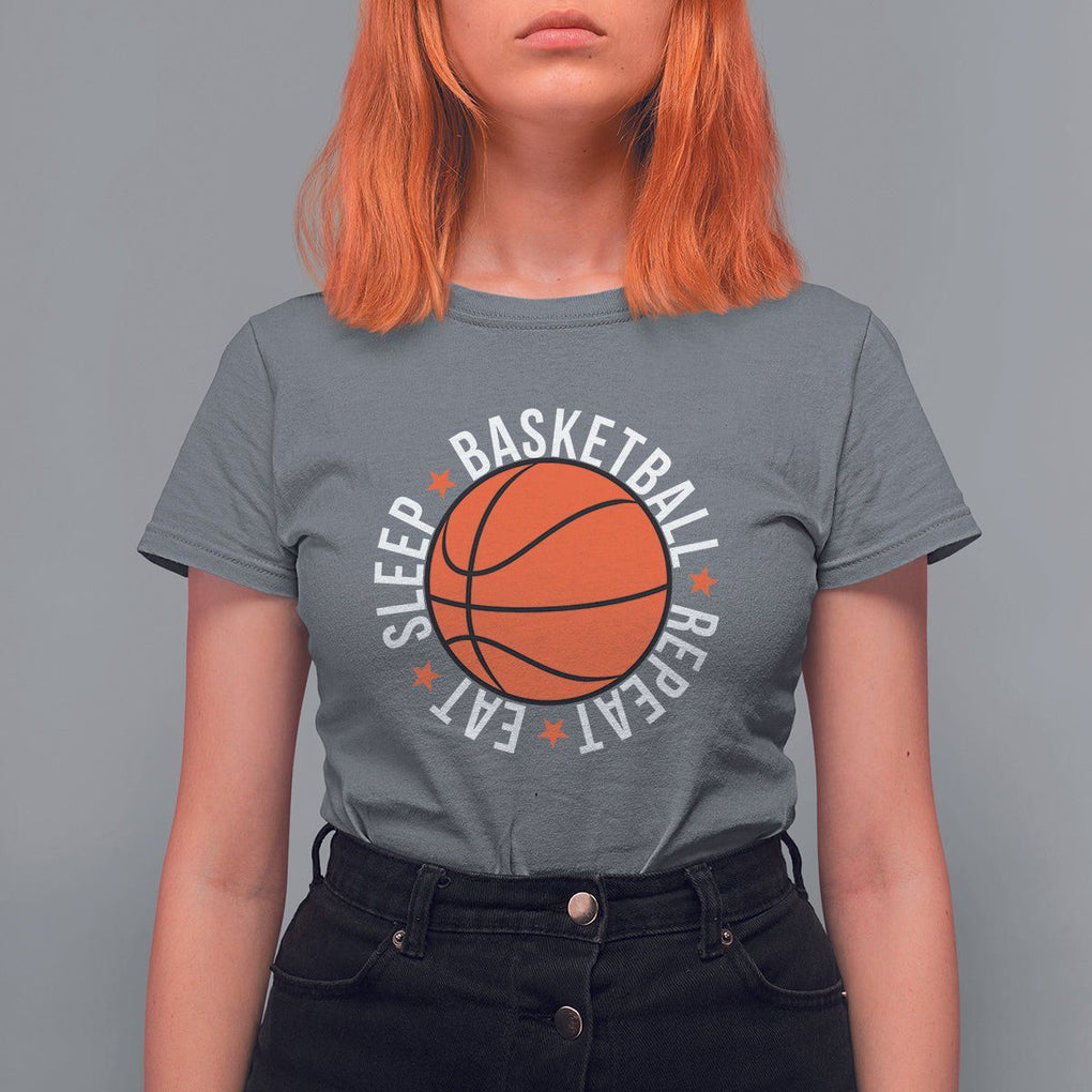 Basketball Lover T Shirt For Women Eat Sleep Basketball Repeat TS11 Charcoal Print Your Wear