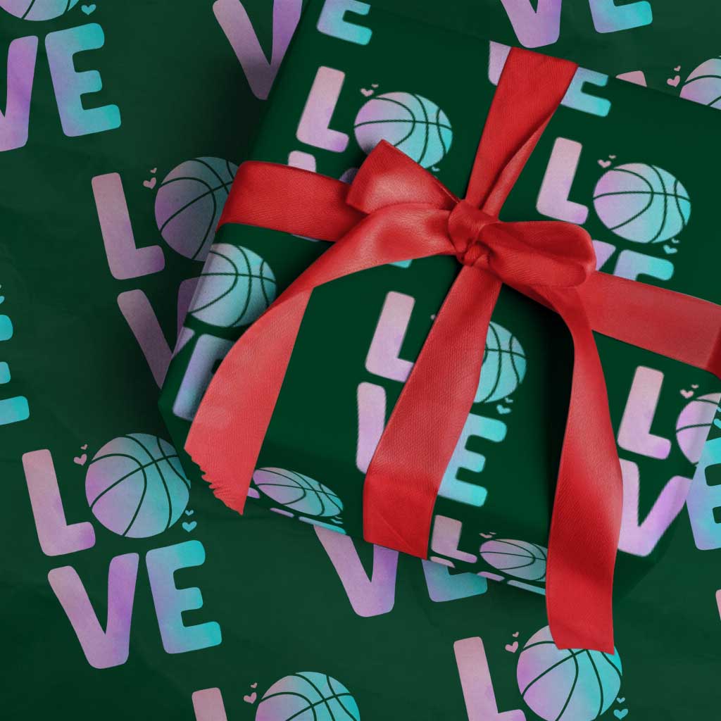 Basketball Lovers Wrapping Paper Roll Basketball Mom Sports Fan TS10 Green Print Your Wear
