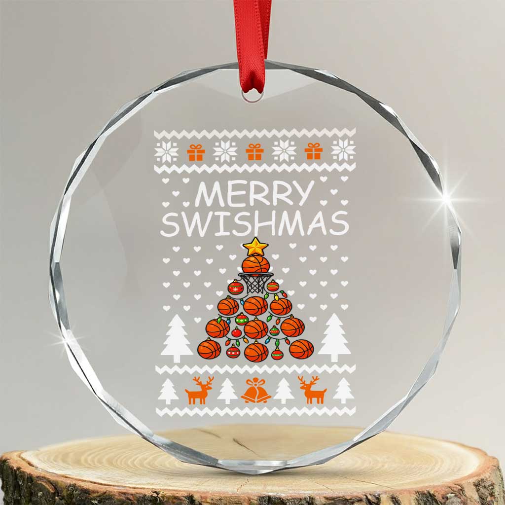 Basketball Merry Swishmas Crystal Glass Ornament Xmas Tree Sports TS12 Transparent Glass 3'' Circle Print Your Wear