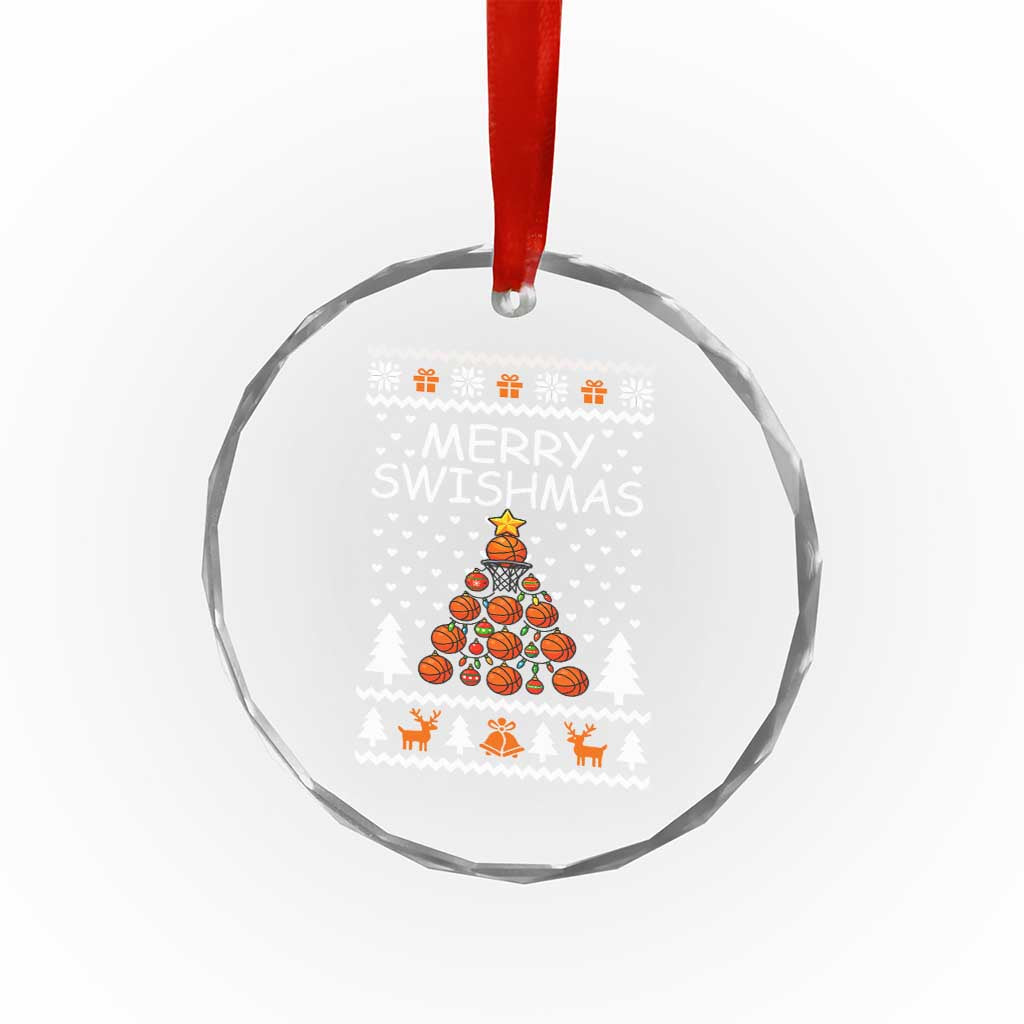 Basketball Merry Swishmas Crystal Glass Ornament Xmas Tree Sports TS12 Transparent Glass 3'' Circle Print Your Wear
