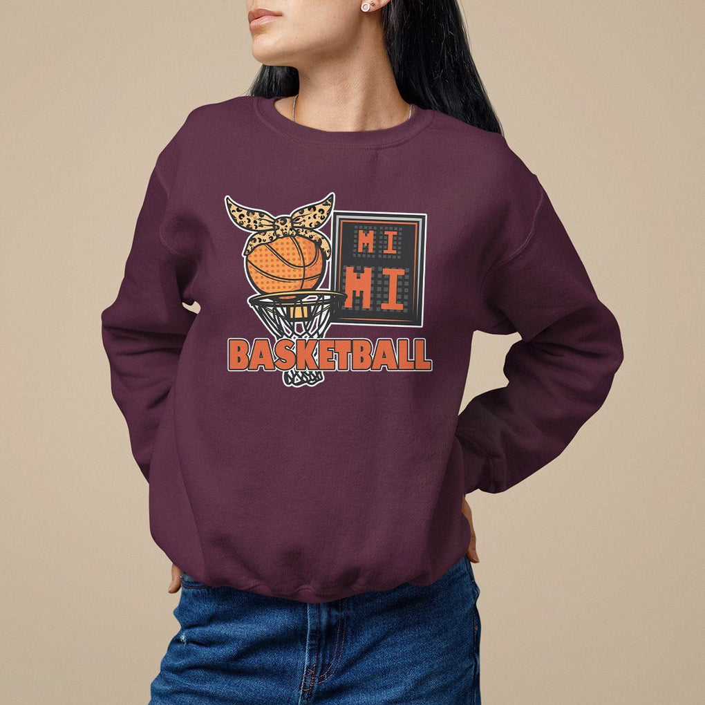 Basketball Mimi Bandana Leopard Mother's Day Sweatshirt TS09 Maroon Printyourwear