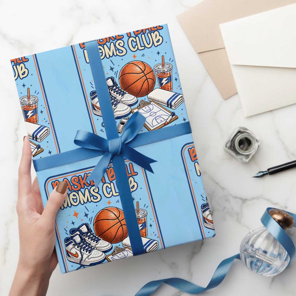 Basketball Moms Club Wrapping Paper Roll Funny Mother’s Day Gift TS14 Light Blue Print Your Wear