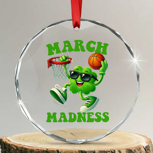 Basketball St Patricks Day Crystal Glass Ornament Mad Madness Irish Shamrock Playing Basketball Player Team Boys TS10 Transparent Glass 3'' Circle Print Your Wear