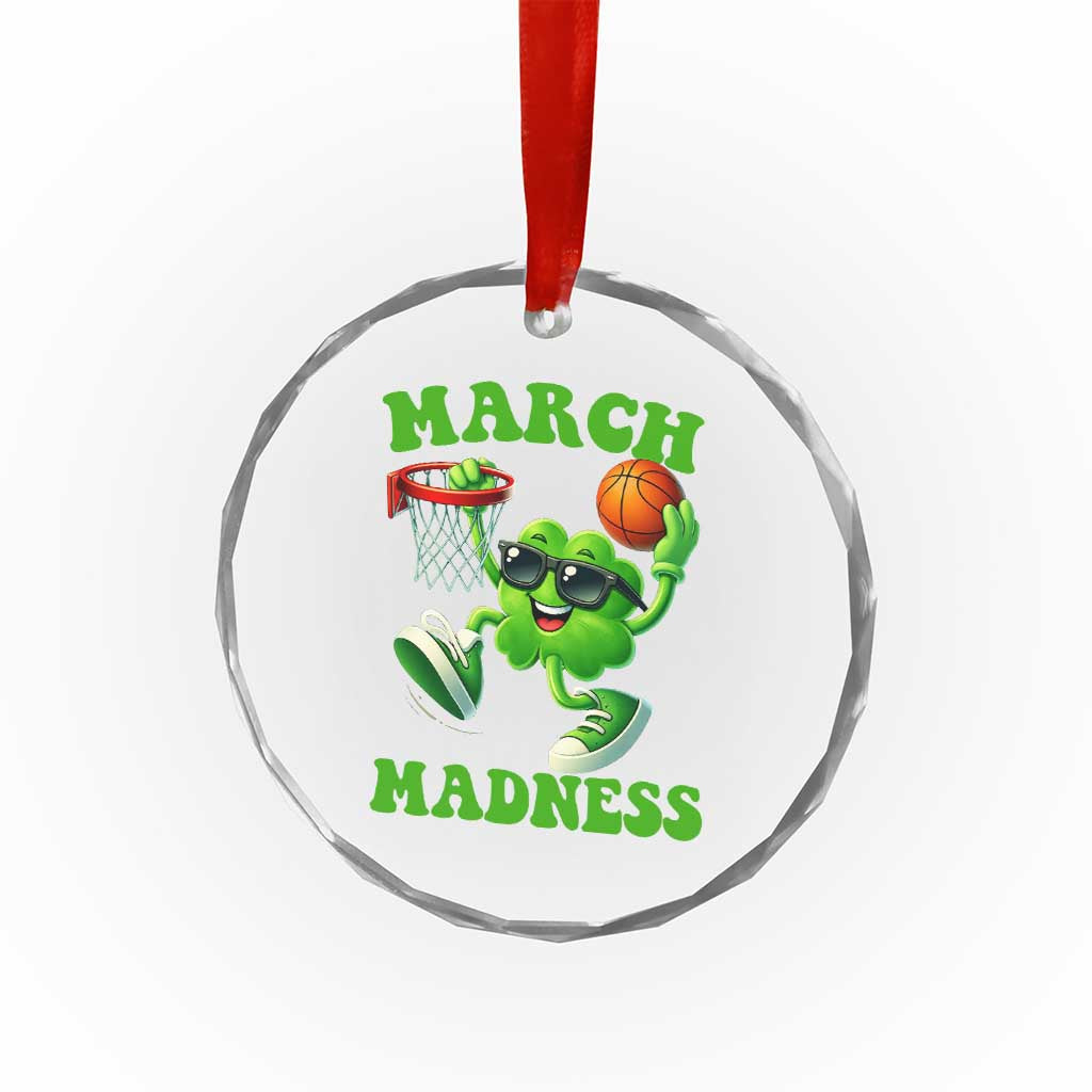 Basketball St Patricks Day Crystal Glass Ornament Mad Madness Irish Shamrock Playing Basketball Player Team Boys TS10 Print Your Wear