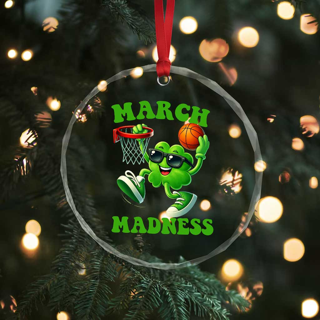 Basketball St Patricks Day Crystal Glass Ornament Mad Madness Irish Shamrock Playing Basketball Player Team Boys TS10 Print Your Wear