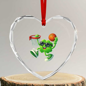 Basketball St Patricks Day Heart Crystal Glass Ornament Cute Irish Shamrock Playing Basketball Player Team Boys TS10 Transparent Glass 3'' Heart Print Your Wear