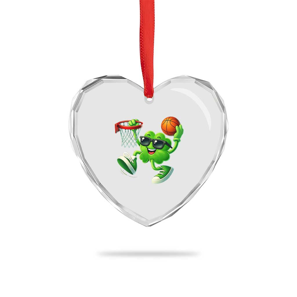 Basketball St Patricks Day Heart Crystal Glass Ornament Cute Irish Shamrock Playing Basketball Player Team Boys TS10 Print Your Wear