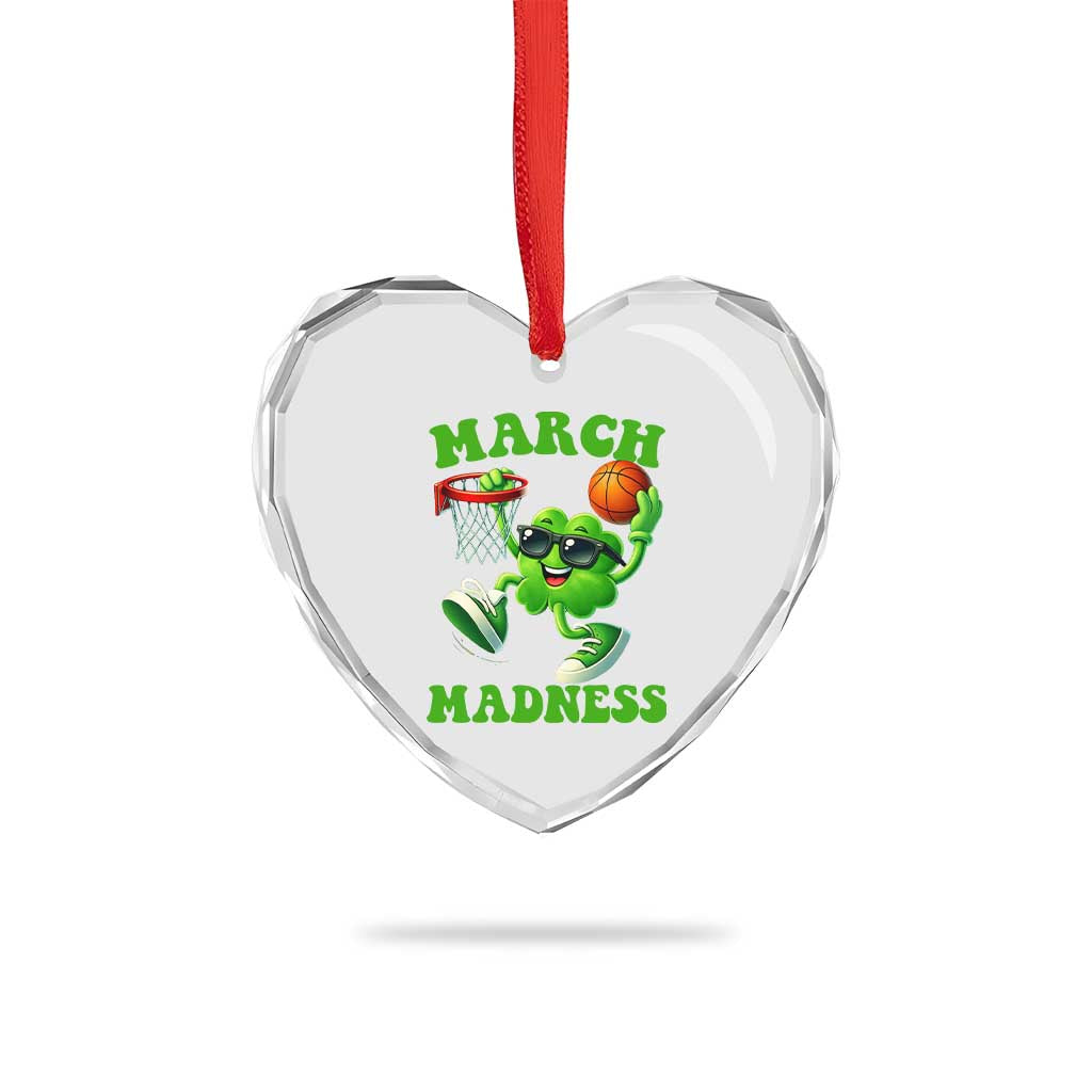 Basketball St Patricks Day Heart Crystal Glass Ornament Mad Madness Irish Shamrock Playing Basketball Player Team Boys TS10 Print Your Wear