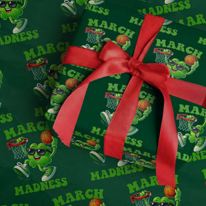 Basketball St Patricks Day Wrapping Paper Roll Mad Madness Irish Shamrock Playing Basketball Player Team Boys TS10 Green Print Your Wear