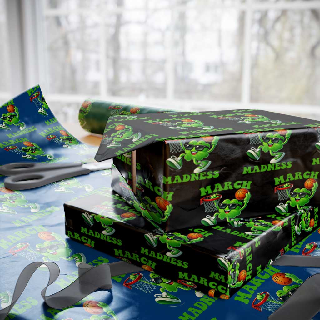 Basketball St Patricks Day Wrapping Paper Roll Mad Madness Irish Shamrock Playing Basketball Player Team Boys TS10 Black Print Your Wear