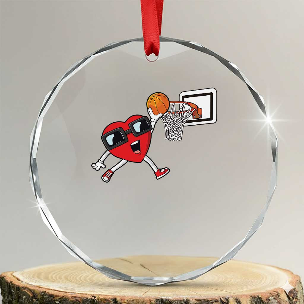 Basketball Valentines Crystal Glass Ornament Cute Red Heart Playing Basketball Player Team Boys TS10 Transparent Glass 3'' Circle Print Your Wear