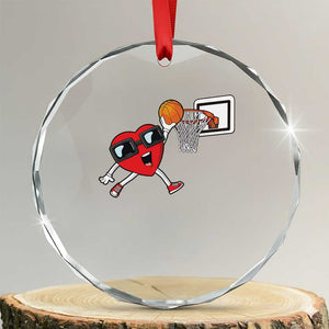 Basketball Valentines Crystal Glass Ornament Cute Red Heart Playing Basketball Player Team Boys TS10 Transparent Glass 3'' Circle Print Your Wear