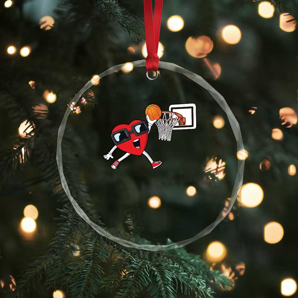 Basketball Valentines Crystal Glass Ornament Cute Red Heart Playing Basketball Player Team Boys TS10 Print Your Wear