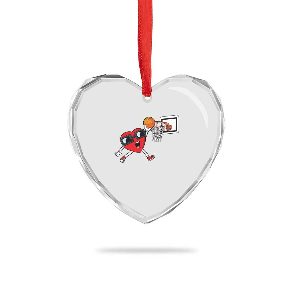 Basketball Valentines Heart Crystal Glass Ornament Cute Red Heart Playing Basketball Player Team Boys TS10 Print Your Wear