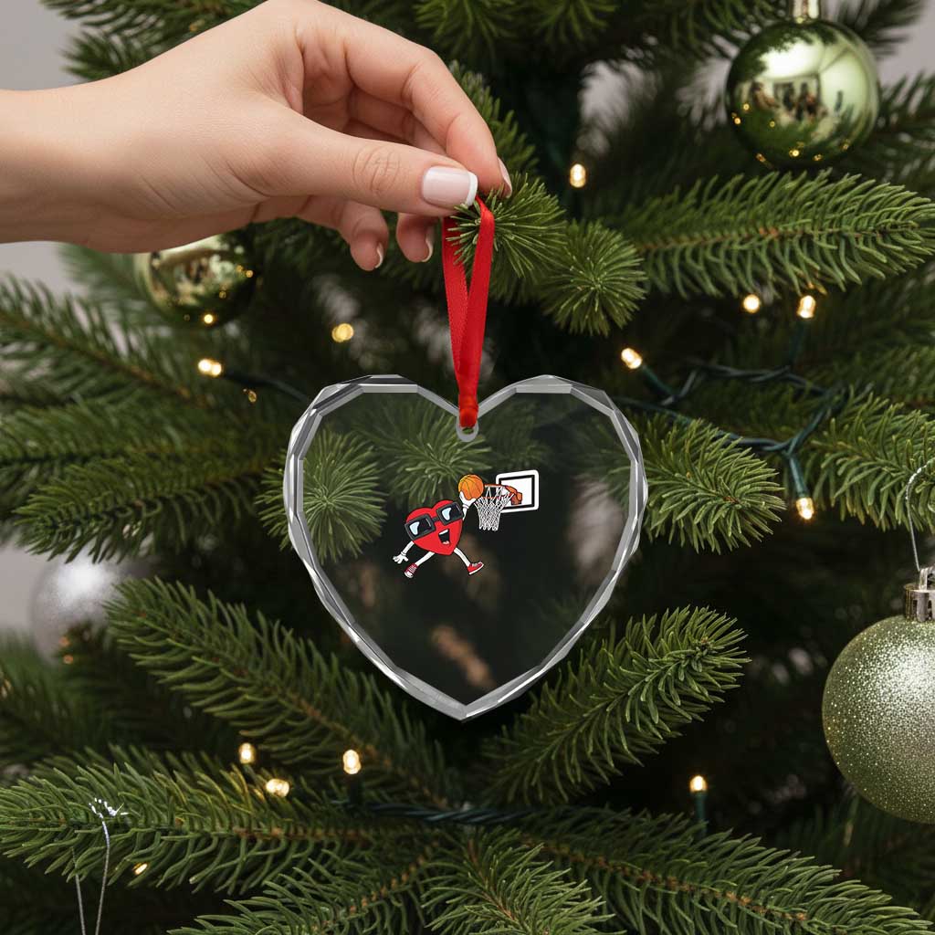 Basketball Valentines Heart Crystal Glass Ornament Cute Red Heart Playing Basketball Player Team Boys TS10 Print Your Wear