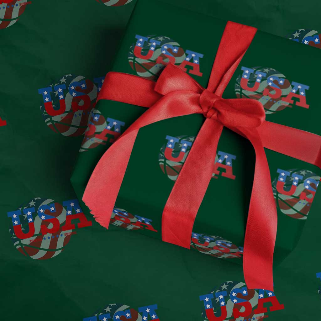 Basketball Wrapping Paper Roll USA Patriotic American Flag Stars and Stripes Team Sport Fan TS02 Green Print Your Wear