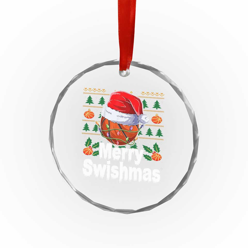 Basketball Xmas Crystal Glass Ornament Funny Merry Swishmas Sports TS12 Transparent Glass 3'' Circle Print Your Wear