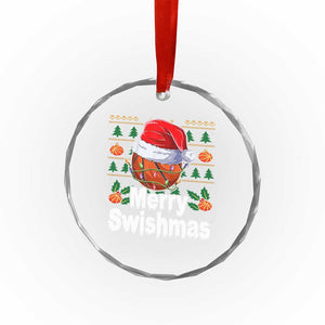 Basketball Xmas Crystal Glass Ornament Funny Merry Swishmas Sports TS12 Transparent Glass 3'' Circle Print Your Wear