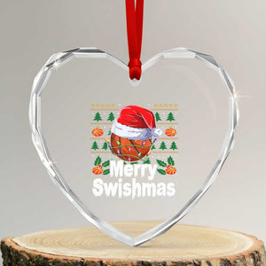 Basketball Xmas Heart Crystal Glass Ornament Funny Merry Swishmas Sports TS12 Transparent Glass 3'' Heart Print Your Wear