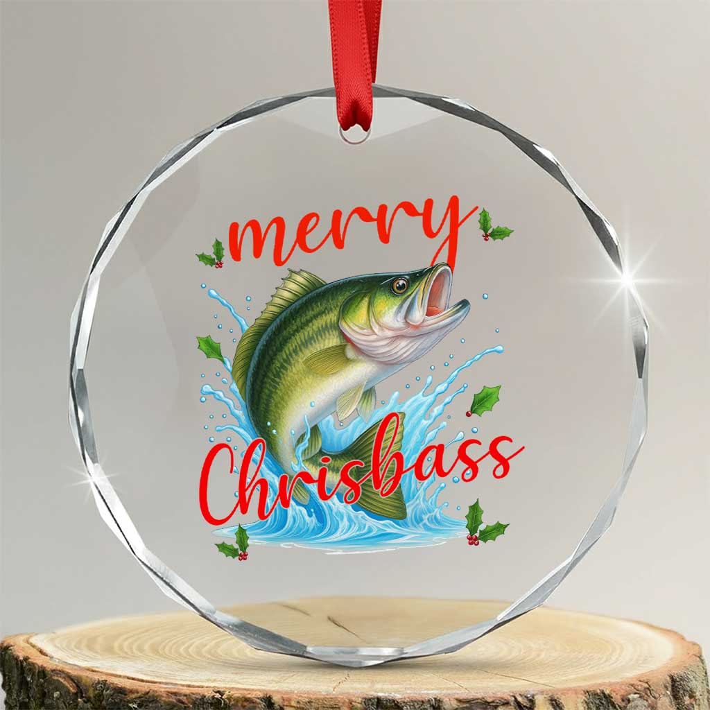 Bass Fish Christmas Crystal Glass Ornament Merry Chrisbass TS14 Transparent Glass 3'' Circle Print Your Wear