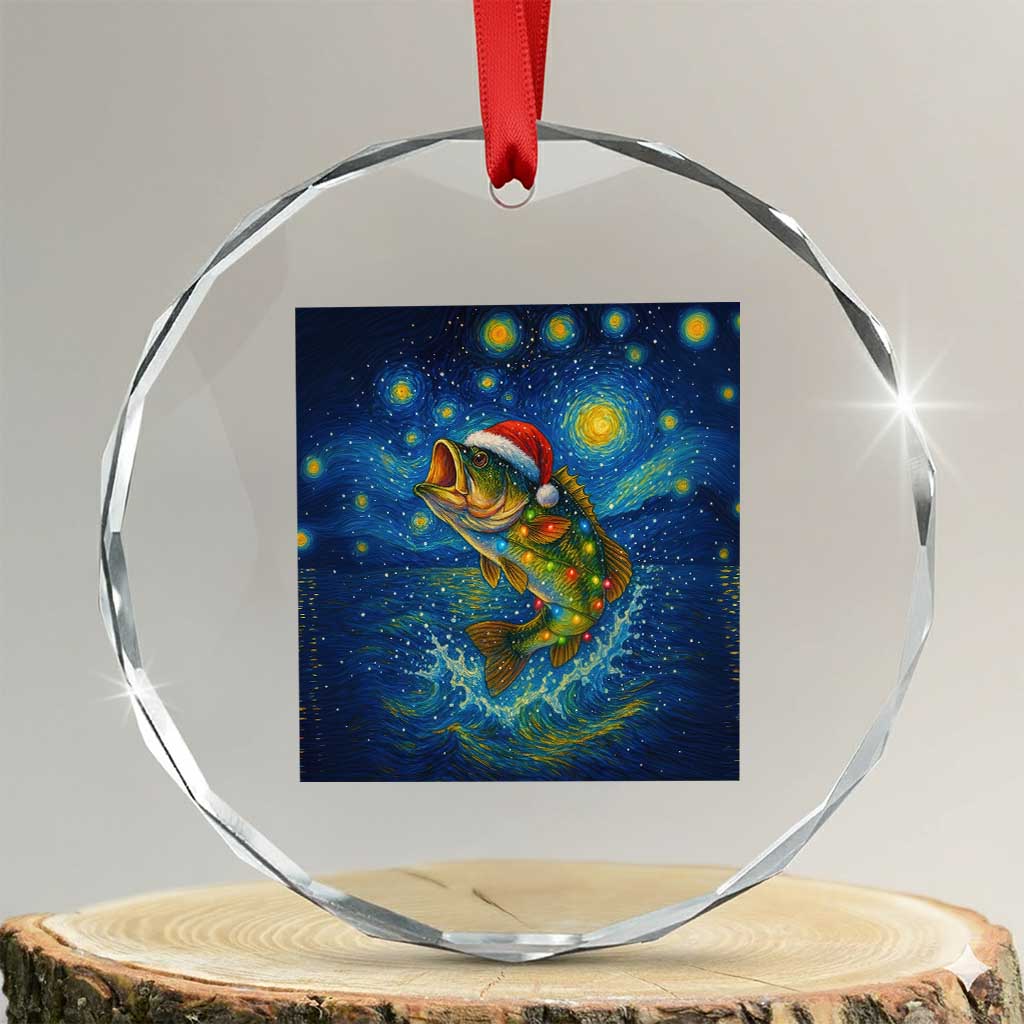 Bass Fish Christmas Crystal Glass Ornament Starry Night Fishing Van Gogh TS14 Transparent Glass 3'' Circle Print Your Wear
