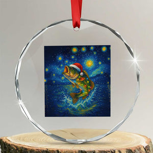 Bass Fish Christmas Crystal Glass Ornament Starry Night Fishing Van Gogh TS14 Transparent Glass 3'' Circle Print Your Wear
