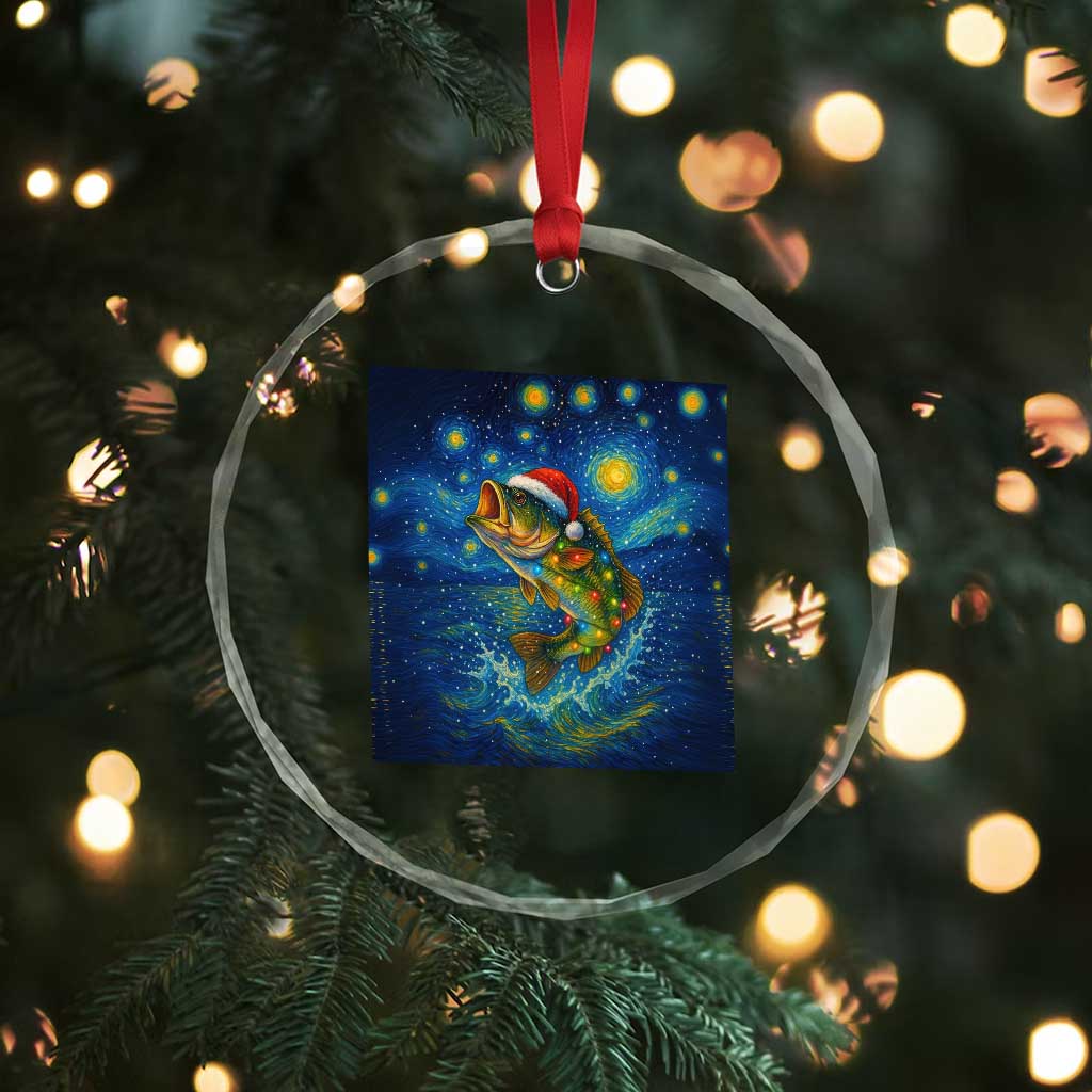 Bass Fish Christmas Crystal Glass Ornament Starry Night Fishing Van Gogh TS14 Print Your Wear