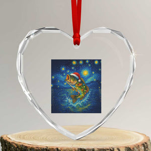 Bass Fish Christmas Heart Crystal Glass Ornament Starry Night Fishing Van Gogh TS14 Transparent Glass 3'' Heart Print Your Wear