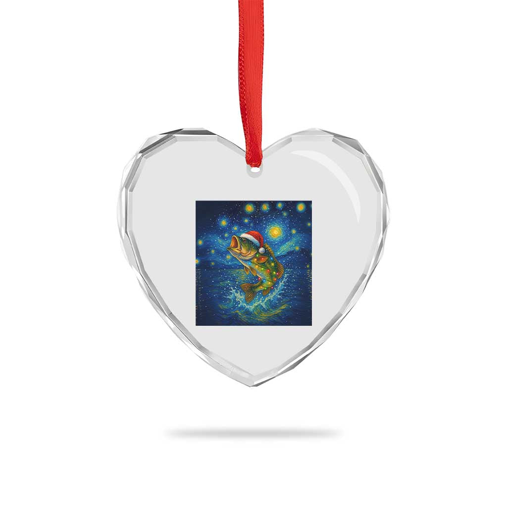 Bass Fish Christmas Heart Crystal Glass Ornament Starry Night Fishing Van Gogh TS14 Print Your Wear