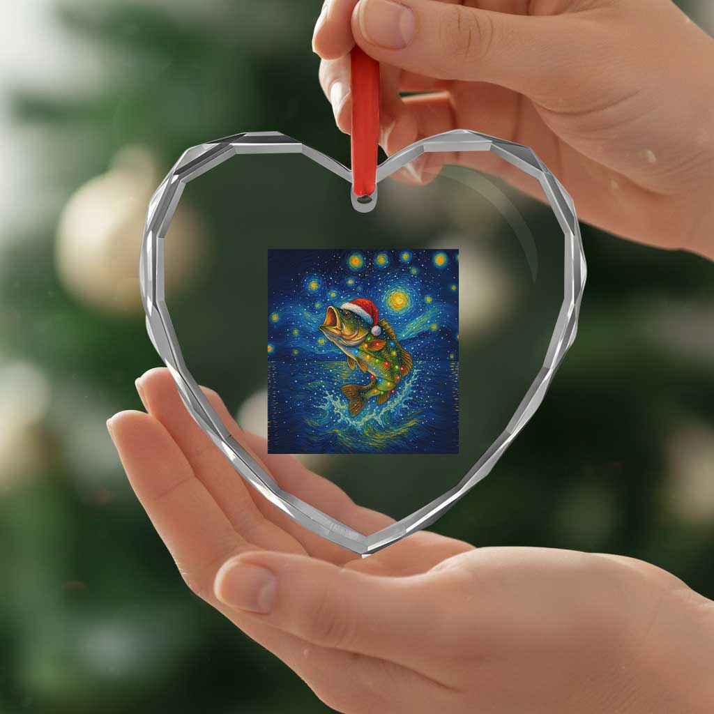 Bass Fish Christmas Heart Crystal Glass Ornament Starry Night Fishing Van Gogh TS14 Print Your Wear