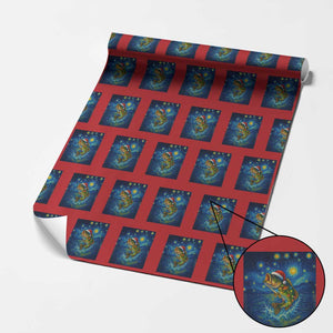 Bass Fish Xmas Wrapping Paper Roll Starry Night Fishing Van Gogh TS14 Red Print Your Wear