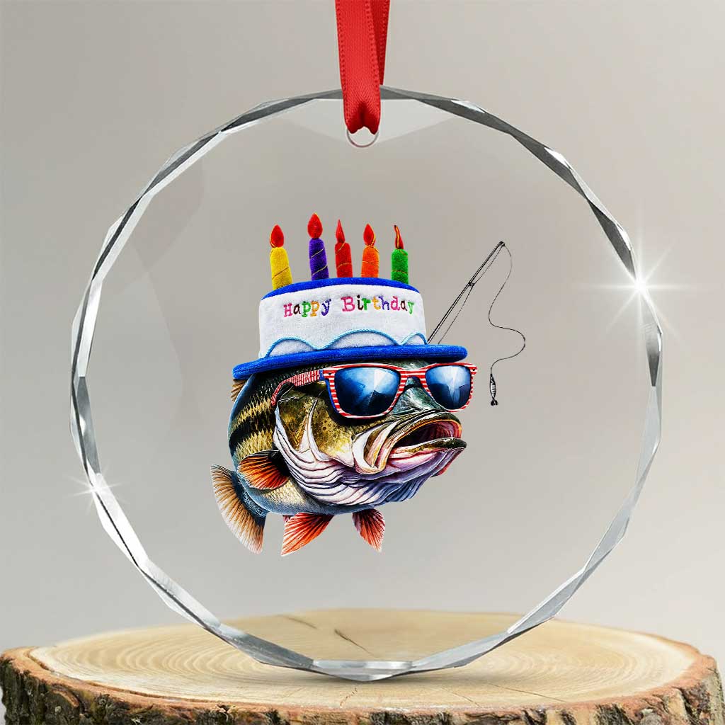 Bass Fishing Birthday Crystal Glass Ornament Fish Party Theme TS10 Transparent Glass 3'' Circle Print Your Wear
