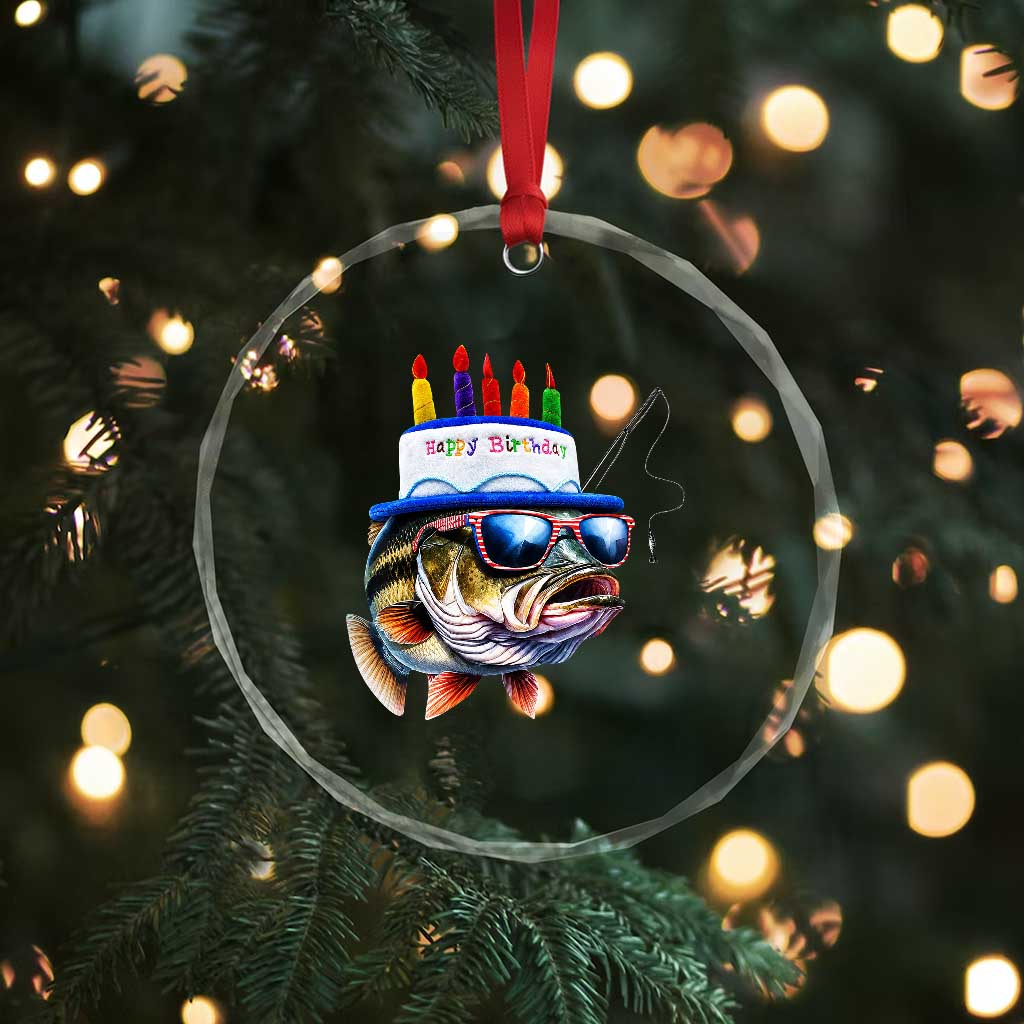 Bass Fishing Birthday Crystal Glass Ornament Fish Party Theme