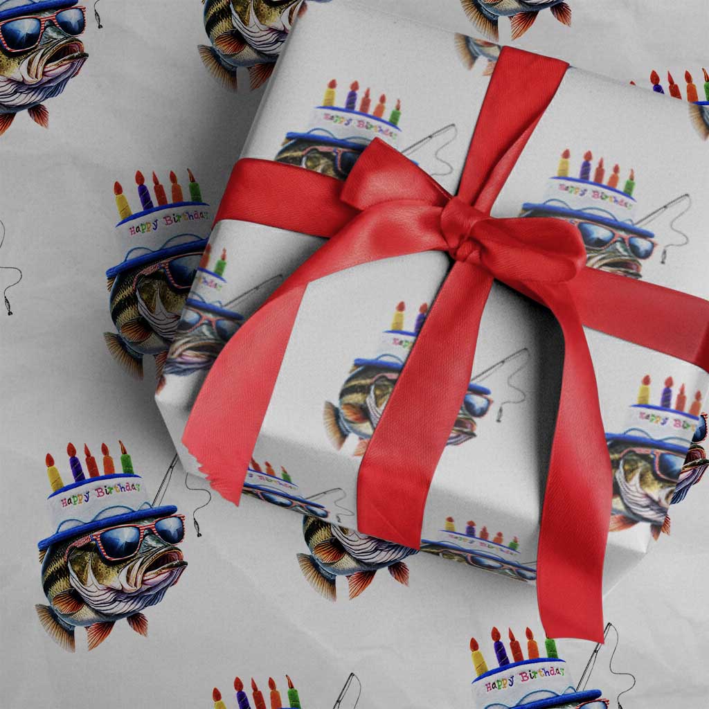 Bass Fishing Birthday Wrapping Paper Roll Fish Party Theme