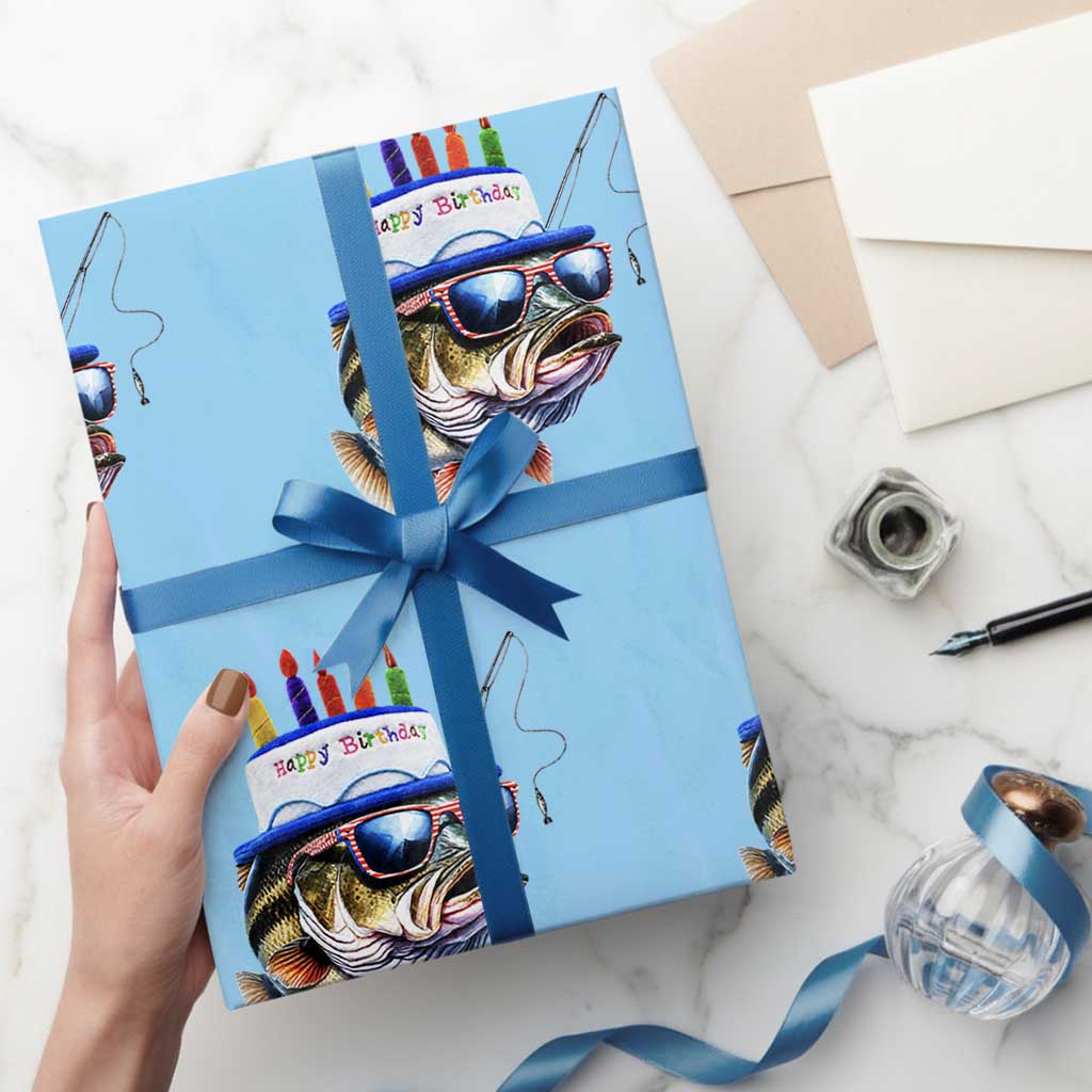 Bass Fishing Birthday Wrapping Paper Roll Fish Party Theme