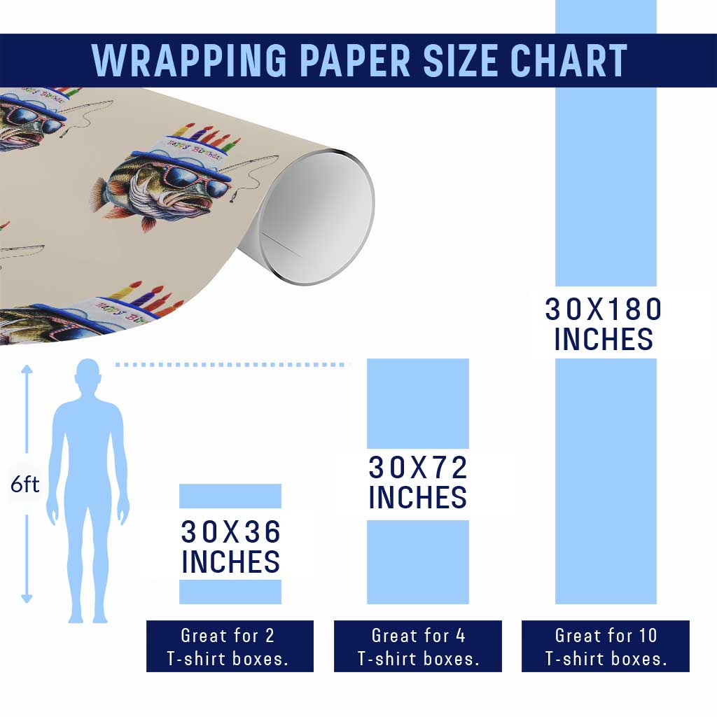 Bass Fishing Birthday Wrapping Paper Roll Fish Party Theme