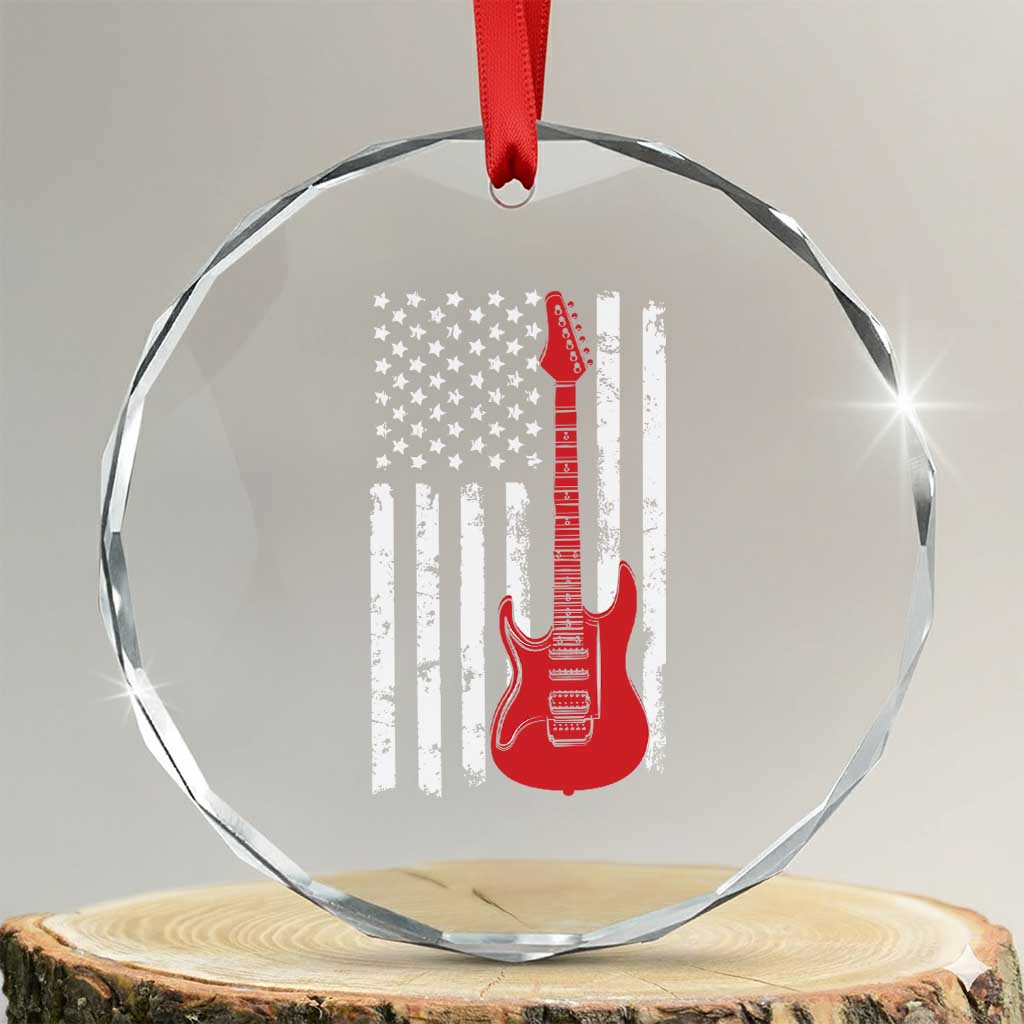 Bass Guitar Player Crystal Glass Ornament USA American Flag Musician Guitarist TS10 Transparent Glass 3'' Circle Print Your Wear